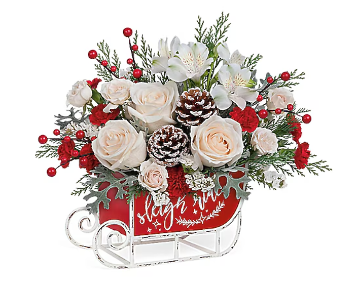 Teleflora\'s Frosted Sleigh Bouquet