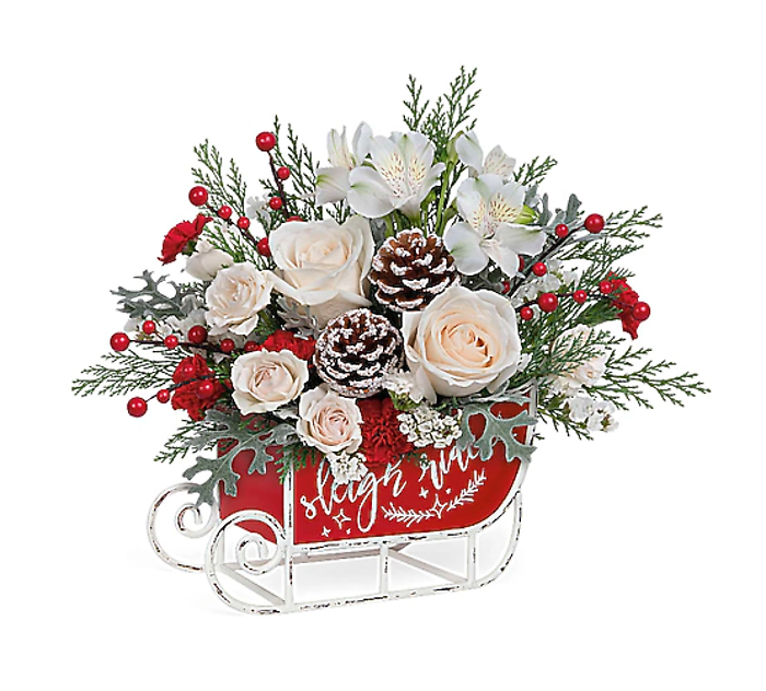 Teleflora\'s Frosted Sleigh Bouquet
