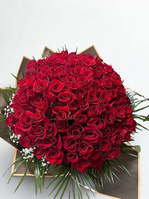 100 Red Roses Wrapped